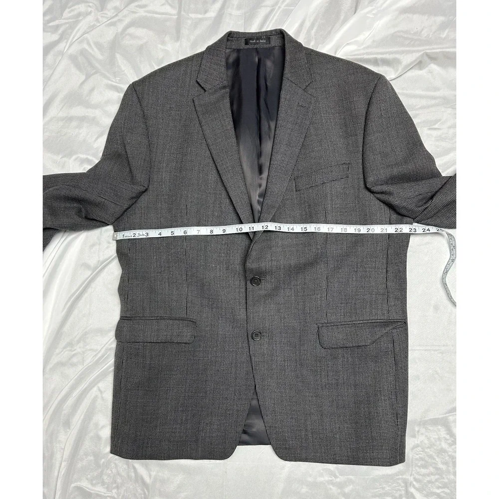 Lauren Ralph Lauren Gray Houndstooth Blazer Luxury Sports Jacket, 100% Wool, 44R
